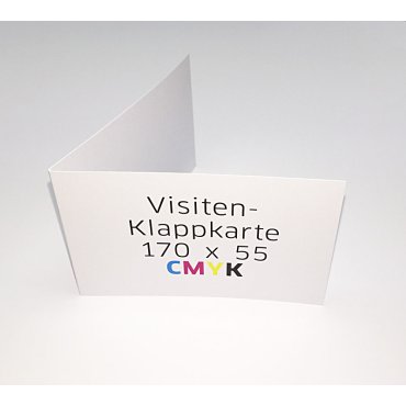 Klapp-Visitenkarten, 170 x 55 mm (offen), 2-seitiger Druck